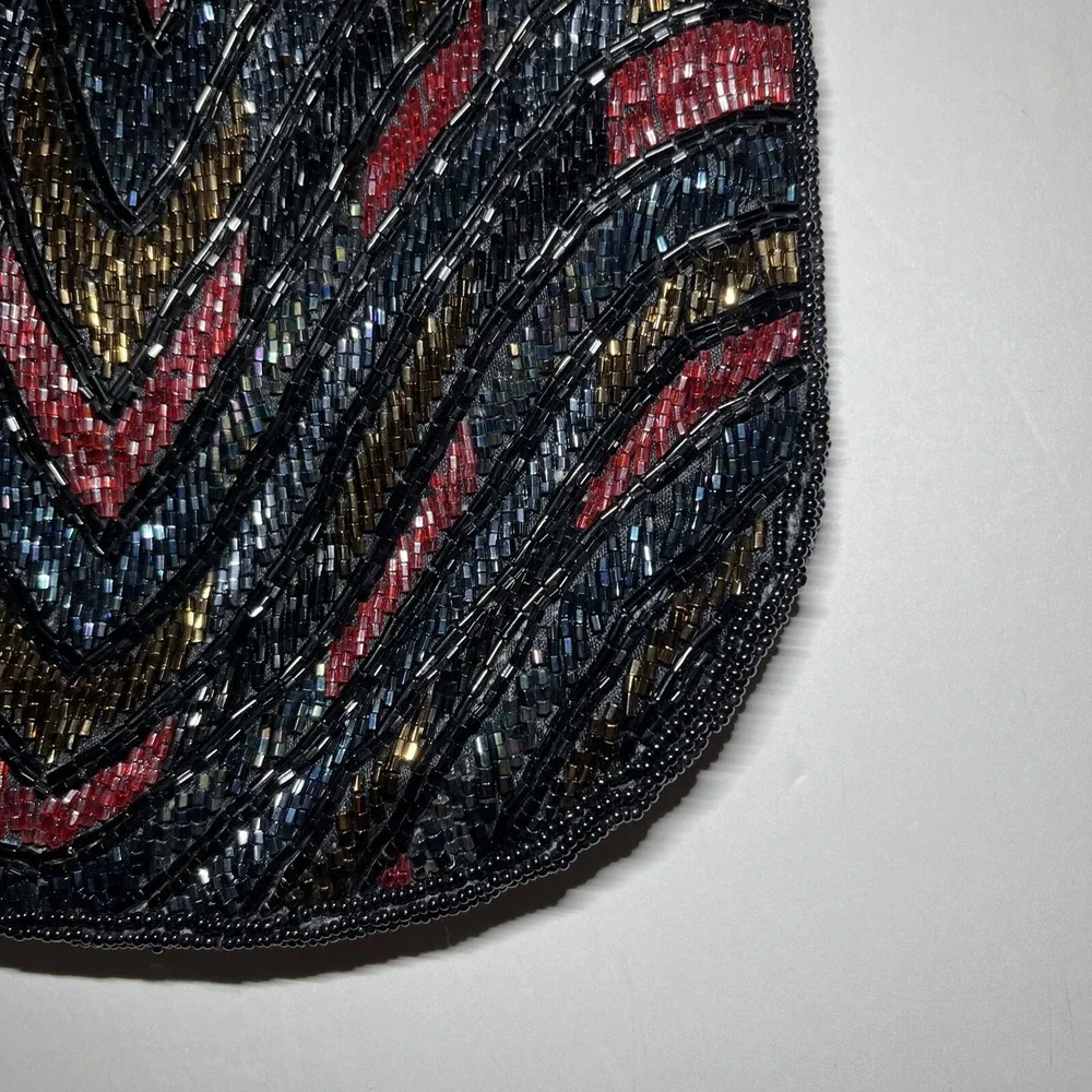 Beaded Bucket Bag Purse Hobo Multi Color Beads Chevron Coroner Brand‎ NWT